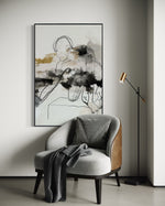 Cargar imagen en el visor de la galería, Cuadro Decorativo Abstracto Negro Arena 2-235 Silueta Humana Arte Lineal Moderno y Minimalista Tonos Neutros
