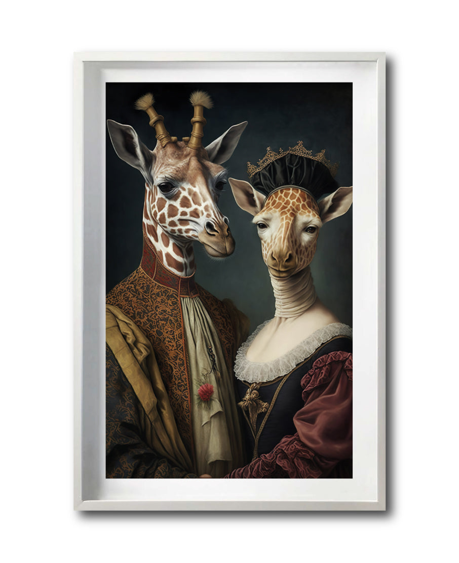 Cuadro Decorativo Animales Época 053 - Pareja Jirafas Aristócratas Vintage