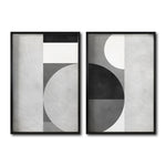 Cargar imagen en el visor de la galería, Set 2 Cuadros Decorativos Abstracto Negro Arena 053 - Arte Geométrico en Gris Estilo Minimalista
