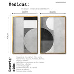 Cargar imagen en el visor de la galería, Set 2 Cuadros Decorativos Abstracto Negro Arena 053 - Arte Geométrico en Gris Estilo Minimalista
