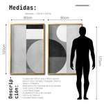 Cargar imagen en el visor de la galería, Set 2 Cuadros Decorativos Abstracto Negro Arena 053 - Arte Geométrico en Gris Estilo Minimalista
