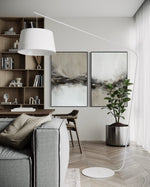 Cargar imagen en el visor de la galería, Set Cuadros Decorativos Abstracto Negro Arena 2 - 238 - Diptico Moderno y Elegante Arte Estilo Nordico Tonos Neutros
