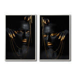 Cargar imagen en el visor de la galería, Set Cuadros Decorativos Black Woman 055 - Manos de Mujer Negra Africana con Joyas Doradas
