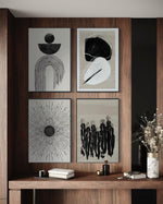 Cargar imagen en el visor de la galería, Set Cuadros Decorativos Abstracto Negro Arena 2 - 226C - 4piezas Arte Moderno y Elegante Estilo Nordico Boho en Tonos Neutros
