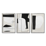 Cargar imagen en el visor de la galería, Set 3 Cuadros Decorativos Abstracto Negro Arena 054 - Estilo Boho Minimalista en Blanco y Negro
