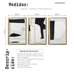 Cargar imagen en el visor de la galería, Set 3 Cuadros Decorativos Abstracto Negro Arena 054 - Estilo Boho Minimalista en Blanco y Negro
