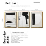 Cargar imagen en el visor de la galería, Set 3 Cuadros Decorativos Abstracto Negro Arena 054 - Estilo Boho Minimalista en Blanco y Negro
