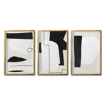 Cargar imagen en el visor de la galería, Set 3 Cuadros Decorativos Abstracto Negro Arena 054 - Estilo Boho Minimalista en Blanco y Negro
