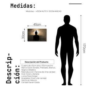 Cuadro Decorativo - Zen 054 - Buda en Meditación, Atardecer Luz y sombras