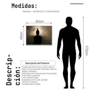 Cuadro Decorativo - Zen 054 - Buda en Meditación, Atardecer Luz y sombras