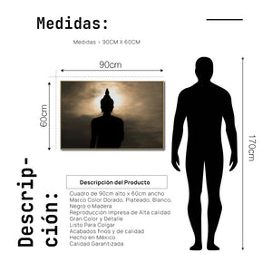 Cuadro Decorativo - Zen 054 - Buda en Meditación, Atardecer Luz y sombras
