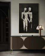 Cargar imagen en el visor de la galería, Cuadro Decorativo Abstracto Negro Arena 2-224 Siluetas de Pareja Arte Moderno y Minimalista en Beige y Negro Tonos Neutros
