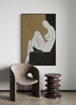 Cargar imagen en el visor de la galería, Cuadro Decorativo Abstracto Negro Arena 2-240 Silueta Femenina Arte Moderno y Minimalista Estilo Boho en Tonos Neutros
