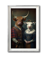 Cargar imagen en el visor de la galería, Cuadro Decorativo Animales Época 055 - Pareja Vacas de las Tierras Altas Aristócratas Vintage
