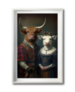 Cargar imagen en el visor de la galería, Cuadro Decorativo Animales Época 055 - Pareja Vacas de las Tierras Altas Aristócratas Vintage
