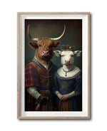 Cargar imagen en el visor de la galería, Cuadro Decorativo Animales Época 055 - Pareja Vacas de las Tierras Altas Aristócratas Vintage
