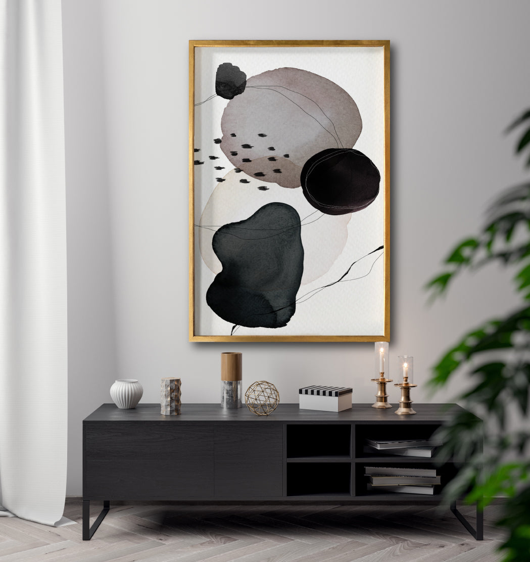 Cuadro Decorativo Abstracto Negro Arena 055 - Para Credenza