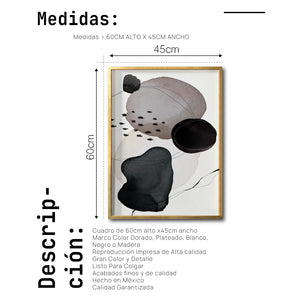 Cuadro Decorativo Abstracto Negro Arena 055 - Para Credenza