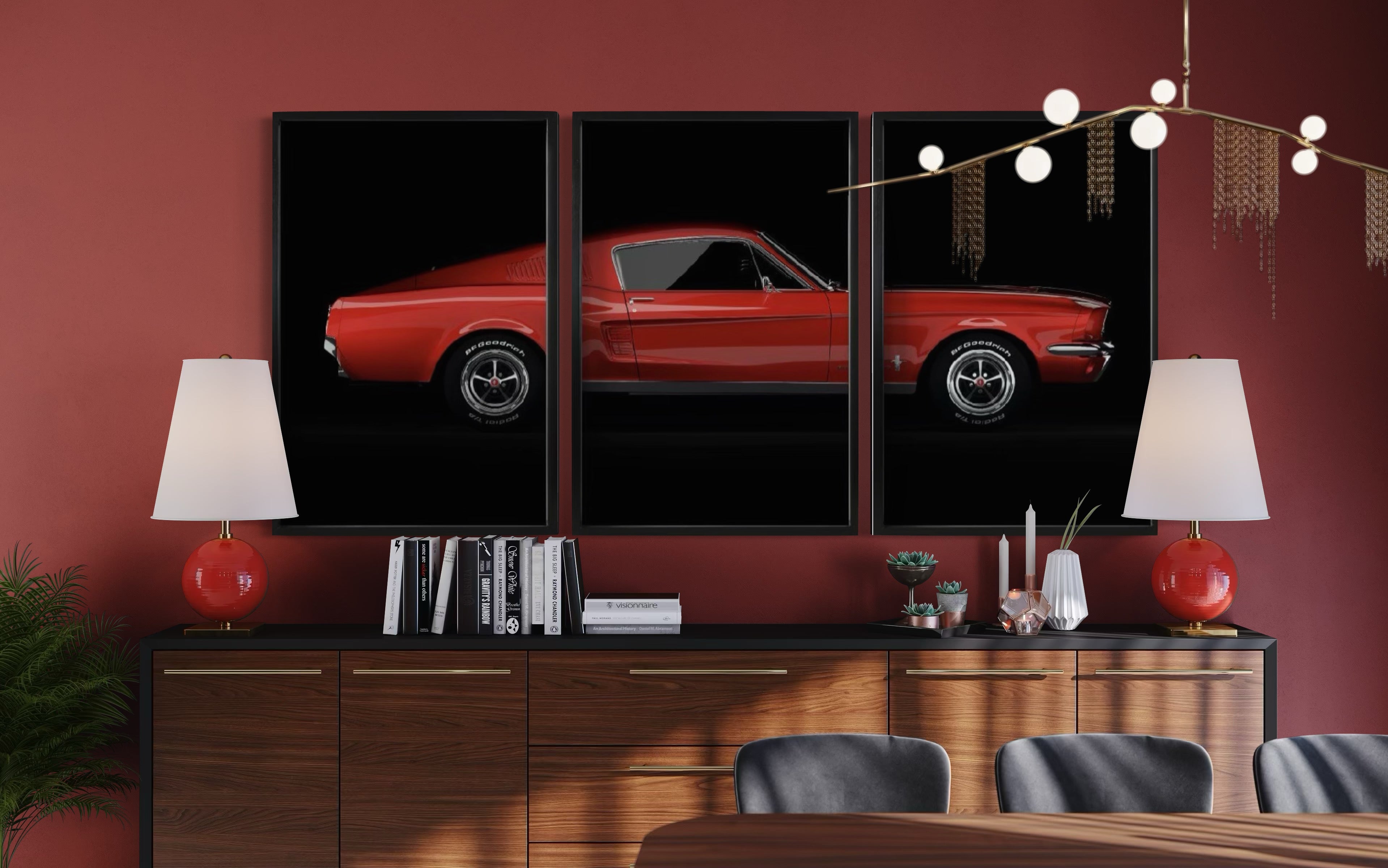 Set de Cuadros Decorativos Vehículos 011 -Auto Clásico Ford Mustang