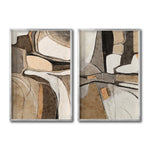 Cargar imagen en el visor de la galería, Set 2 Cuadros Decorativos Abstracto Negro Arena 056 - Estilo Boho Minimalista en Beige y Tonos Tierra-
