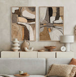 Cargar imagen en el visor de la galería, Set 2 Cuadros Decorativos Abstracto Negro Arena 056 - Para Credenza

