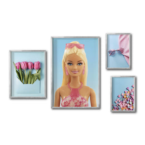 Set Cuadros Decorativos Pink 056 - Barbie Dulces Flores Lentes