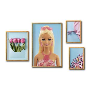 Set Cuadros Decorativos Pink 056 - Barbie Dulces Flores Lentes