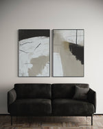 Cargar imagen en el visor de la galería, Set Cuadros Decorativos Abstracto Negro Arena  2 - 243 - Diptico Moderno Estilo Nordico Tonos Neutros
