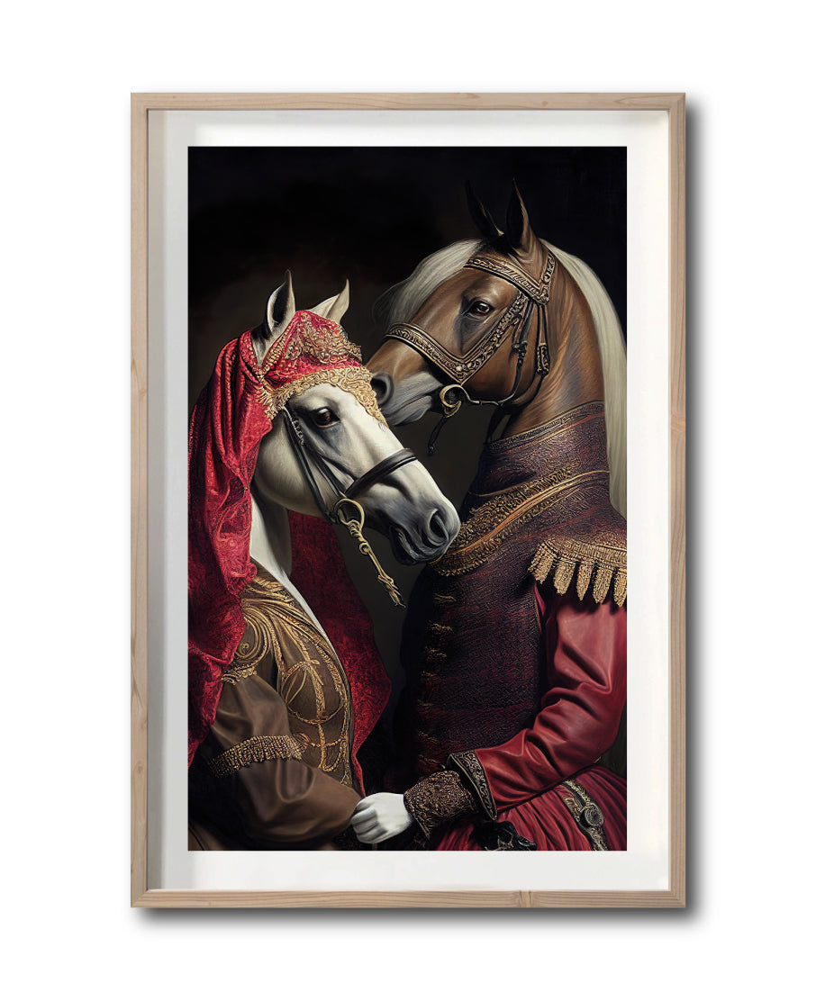 Cuadro Decorativo Animales Época 057 - Pareja Caballos Aristócratas Vintage