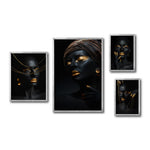 Cargar imagen en el visor de la galería, Set Cuadros Decorativos Black Woman 057 - Mujer Negra Africana con Joyas Doradas
