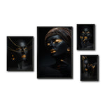 Cargar imagen en el visor de la galería, Set Cuadros Decorativos Black Woman 057 - Mujer Negra Africana con Joyas Doradas
