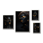 Cargar imagen en el visor de la galería, Set Cuadros Decorativos Black Woman 057 - Mujer Negra Africana con Joyas Doradas
