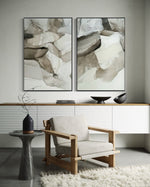 Cargar imagen en el visor de la galería, Set Cuadros Decorativos Abstracto Negro Arena 2 - 202 - Díptico Minimalista Estilo Boho Arte en tonos Neutros
