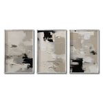 Cargar imagen en el visor de la galería, Set Cuadros Decorativos Abstracto Negro Arena 057 - Estilo Boho Minimalista en Beige y Negro- Para Comedor
