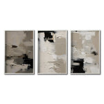 Cargar imagen en el visor de la galería, Set Cuadros Decorativos Abstracto Negro Arena 057 - Estilo Boho Minimalista en Beige y Negro- Para Comedor
