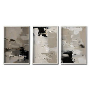 Set Cuadros Decorativos Abstracto Negro Arena 057 - Para Recámara