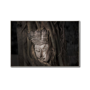 Cuadro Decorativo - Zen 057 - Buda tallado entre Raíces