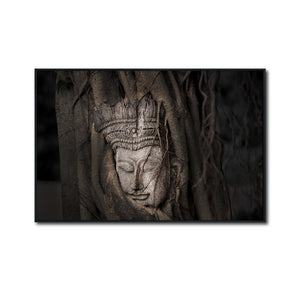 Cuadro Decorativo - Zen 057 - Buda tallado entre Raíces