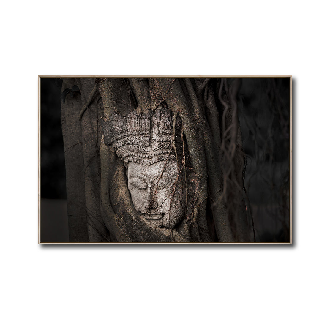 Cuadro Decorativo - Zen 057 - Buda tallado entre Raíces
