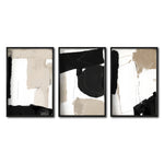 Cargar imagen en el visor de la galería, Set 3 Cuadros Decorativos Abstracto Negro Arena 058 - Estilo Boho Minimalista en Beige, Blanco y Negro
