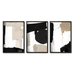 Cargar imagen en el visor de la galería, Set Cuadros Decorativos Abstracto Negro Arena 058 - Estilo Boho Minimalista en Beige, Blanco y Negro. Para Comedor
