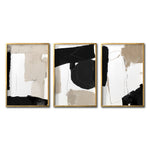 Cargar imagen en el visor de la galería, Set Cuadros Decorativos Abstracto Negro Arena 058 - Estilo Boho Minimalista en Beige, Blanco y Negro. Para Comedor
