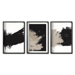 Cargar imagen en el visor de la galería, Set 3 Cuadros Decorativos Abstracto Negro Arena 059 - Estilo Boho Minimalista en Beige, Blanco y Negro
