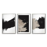 Cargar imagen en el visor de la galería, Set Cuadros Decorativos Abstracto Negro Arena 059 - Estilo Boho Minimalista en Beige, Blanco y Negro-Para Sala
