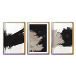 Cargar imagen en el visor de la galería, Set 3 Cuadros Decorativos Abstracto Negro Arena 059 - Estilo Boho Minimalista en Beige, Blanco y Negro
