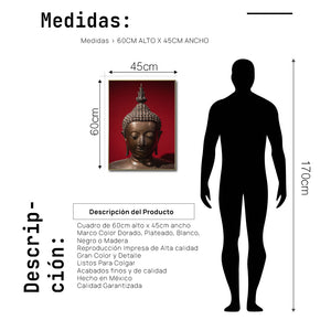 Cuadro Decorativo - Zen 059 - Buda en Meditación en Fondo Rojo