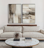 Cargar imagen en el visor de la galería, Set Cuadros Decorativos Abstracto Negro Arena 2 - 211 - Diptico en Tonos Tierra Colores Neutros Arte Moderno y Minimalista Estilo Nordico
