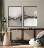 Cargar imagen en el visor de la galería, Set Cuadros Decorativos Abstracto Negro Arena 2 - 238 - Diptico Moderno y Elegante Arte Estilo Nordico Tonos Neutros
