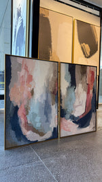 Cargar imagen en el visor de la galería, Set de 2 Cuadros Decorativos Abstract Colors 3 - 302 - Arte Moderno en tono Azul, Rosa y Beige- Díptico
