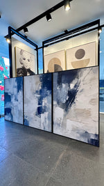 Cargar imagen en el visor de la galería, Set de 3 Cuadros Decorativos Abstract Colors 3 - 306 - Arte Moderno y Elegante en Tono Azul, Beige y Blanco-Triptico
